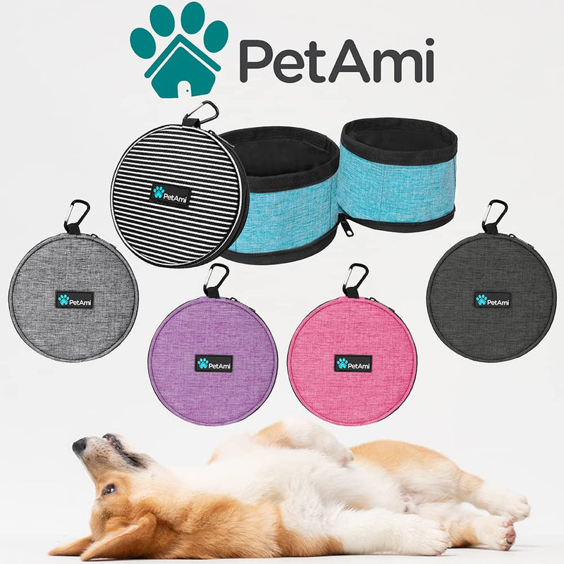PetAmi Collapsible Dog Bowls, 2 Bowls, Travel Dog Bowls, Portable Water Bowl for Puppy Cat Pet, Foldable Doggy Food Bowl Traveling Hiking Camping Walking Outdoor Gear Accessories Charcoal Gray - PawsPlanet Australia