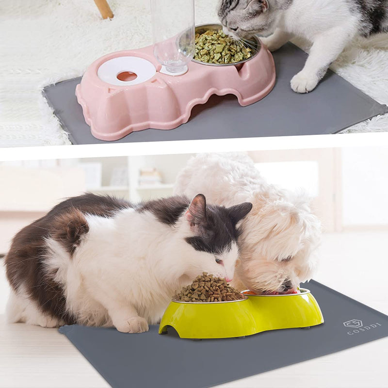 COSDDI CS Pet Feeding Mat, Silicone Dog Cat Bowl Mat, Non Slip Pet Feeding Mat Waterproof Dog Placemat for Big Animals (53x37cm, Grey) 53x37cm - PawsPlanet Australia