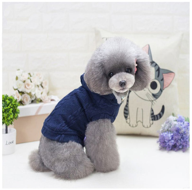 Rdc Pet Dog Hoodie, Clothes,Dog Woolen Sweater with Cap,Winter Warm Turtleneck Sweater Fleece Coat for Small Dog & Medium Dog & Cat L Blue - PawsPlanet Australia