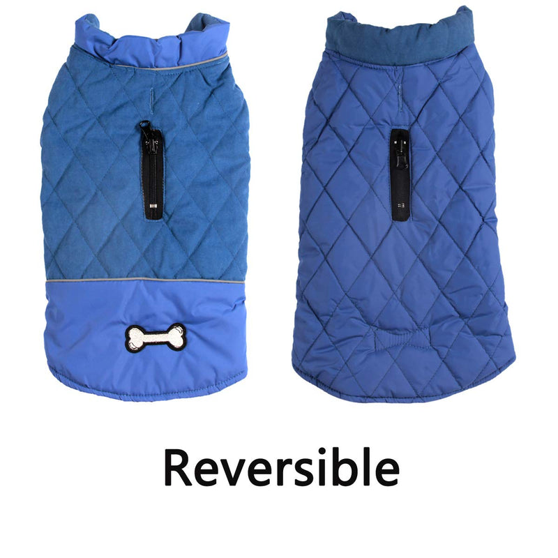 JoyDaog Reversible Dog Coats for Small Dogs Waterproof Warm Cotton Puppy Jacket for Cold Winter,Blue XS XS (Pack of 1) Blue - PawsPlanet Australia