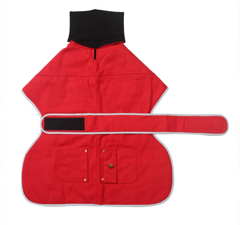 Brabtod Greyhound Cosy Winter Coat, Dog Jacket with Warm Fleece Lining, Dog Whippet Coat with Adjustable Bands and Reflective for Medium, Large Dog -red-S S (Back Length 18-19inch(46-48cm)) red - PawsPlanet Australia