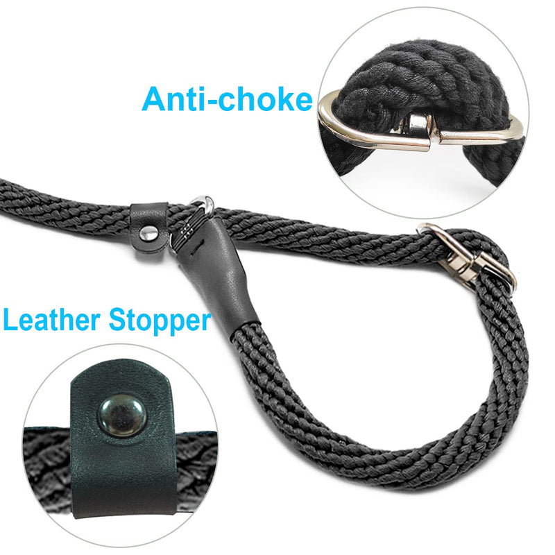 Mycicy Anti-Choke Slip Lead Dog Leash, 1/3" x 5Ft Soft Braided Leash for Medium and Small Dogs Training and Walking 1/3" x 5 ft Black - PawsPlanet Australia