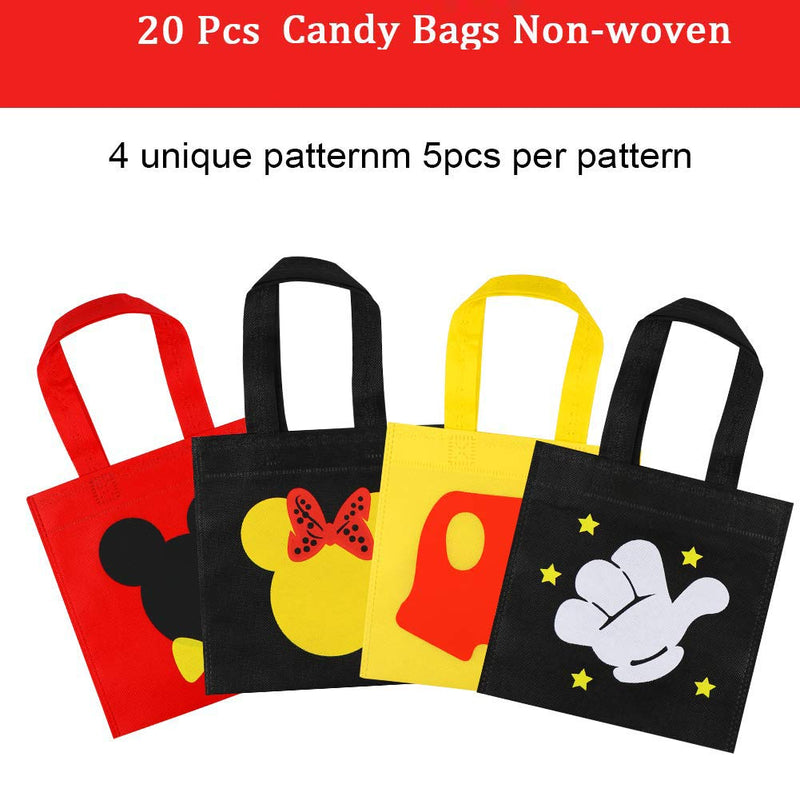 20 Pcs Mouse Favor Bags, Treat Candy Goodie Gift Non-woven Bags Reusable for Baby Birthday Party Supplies Baby Shower Mouse Theme Party Decorations - PawsPlanet Australia