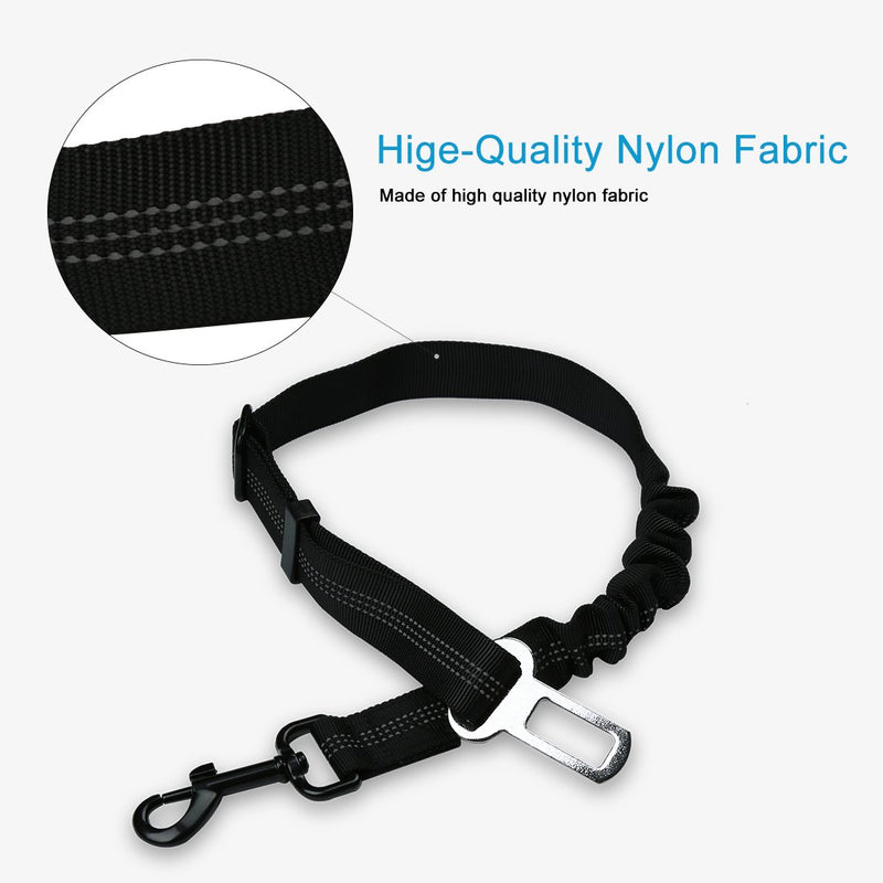 JKC Dog Car Seat Belt Dog Seat Belt with Elastic Nylon Bungee Buffer Adjustable Nylon Pet Dog Seat Belt Harness for Cars Vehicle Safety Belt for Dogs (Black) - PawsPlanet Australia