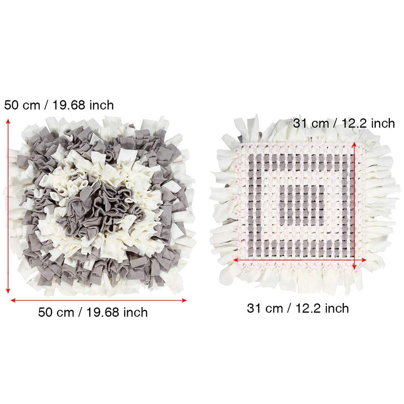 YEAKOO Dog Snuffle Mat,BenchMart Hand Woven Dog Sniffing Pad Soft Pet Nose Work Smell Snuffle Mat Training Feeding Foraging Skill Blanket Dog Play Mats Puzzle Toys 45 x 45cm (Grey/White) Grey/White - PawsPlanet Australia