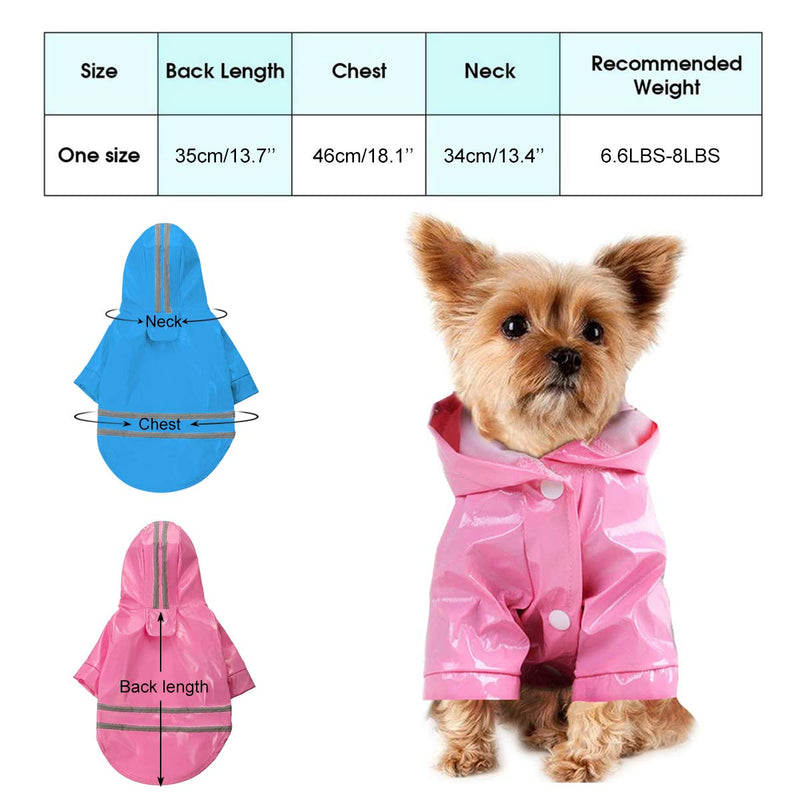 Vockvic 2 Pieces Pet Dog Raincoat with Hood, Fashionable Waterproof Jacket PU Reflective Rain Coat with Safe Reflective Strips for Small Medium Pet(Blue, Red) - PawsPlanet Australia