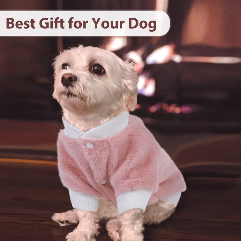 LETSQK Dog Hoodie Pink Pullover Hoody Knitwear Turtleneck Sweater for Puppy, Soft Fleece Pet Sweater,Winter Puppy Sweater Clothes for Dogs Cat Small - PawsPlanet Australia