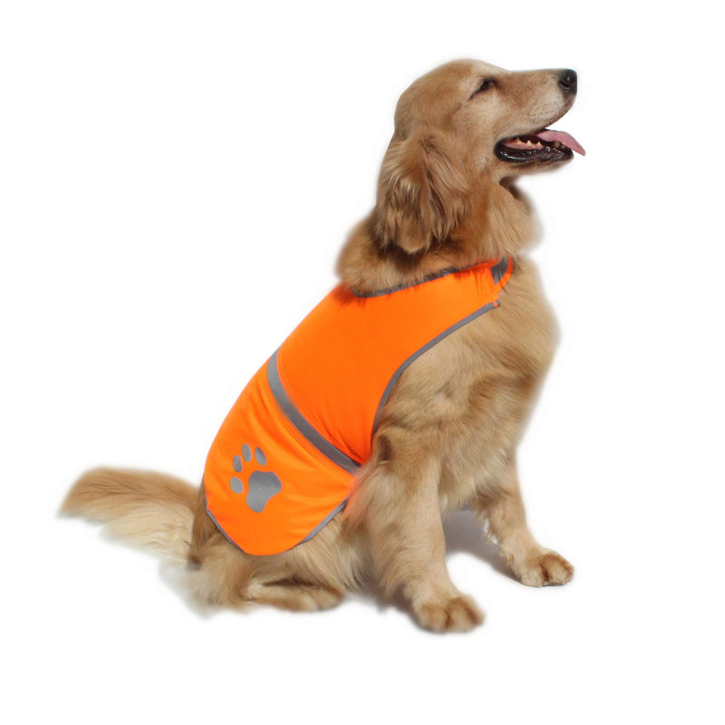 [Australia] - Hiado Dog Reflective Safety Vest High Visibility for Walking Running Hiking to Keep Dogs Visible Safe from Cars and Hunting Accidents L(chest 25"-30") Orange 