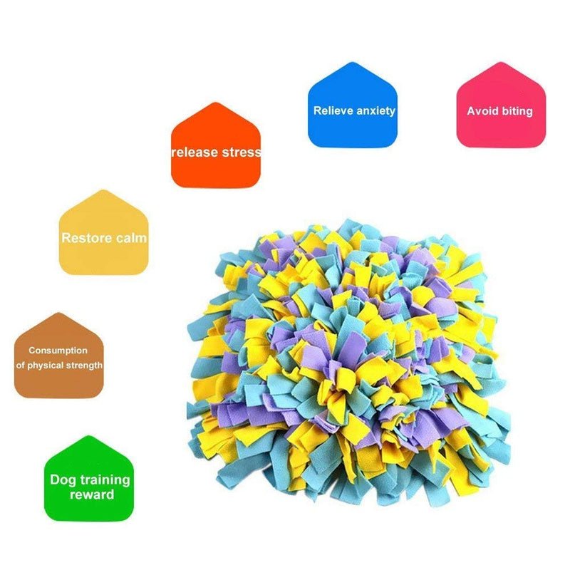 YEAKOO Dog Snuffle Mat, Hand Woven Dog Sniffing Pad Soft Pet Nose Work Smell Snuffle Mat Training Feeding Foraging Skill Blanket Dog Play Mats Puzzle Toys 45cmx45cm (Yellow/Purple/Blue) Yellow / Purple / Blue - PawsPlanet Australia