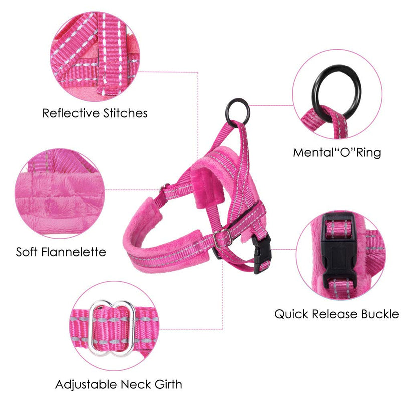 [Australia] - Lukovee Walking Dog Harness and Leash, Heavy Duty Adjustable Puppy Harness Soft Padded Reflective Vest Harness Anti-Twist 4FT Pet Lead Quick Fit Lightweight for Small Dog Cat X-Small Pink 