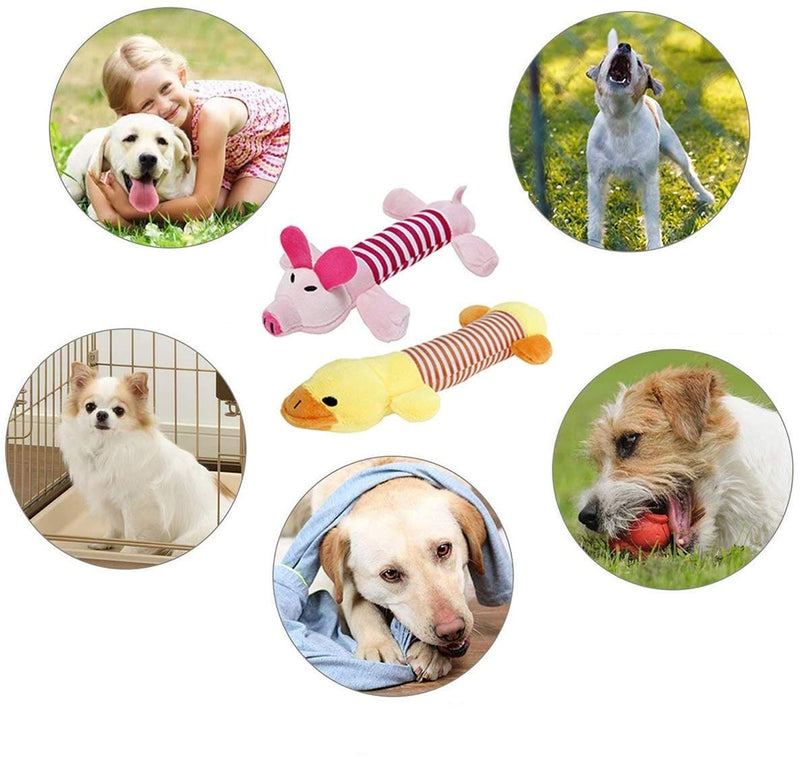 HAIZHILAN 2PCS Dog Toys, Dog Chew Toys Interactive Plush Dog Squeaky Toys Durable Toys Sets for for Teeth Cleaning Dog Training Toys for Puppy Small Medium Dogs (Duck and Pig) - PawsPlanet Australia