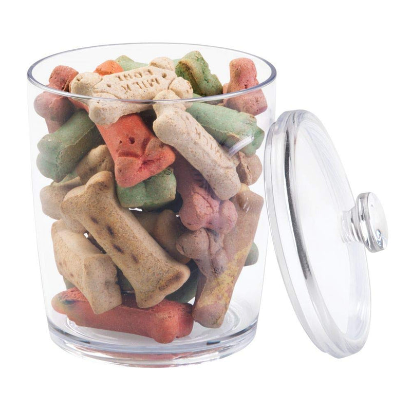 [Australia] - mDesign Tall Plastic Pet Storage Canister Jar with Lid - Holds Pet Food, Treats, Toys, Medical, Dental and Grooming Supplies - Great for Dogs, Puppies, Cats, Kittens - Medium - Clear 