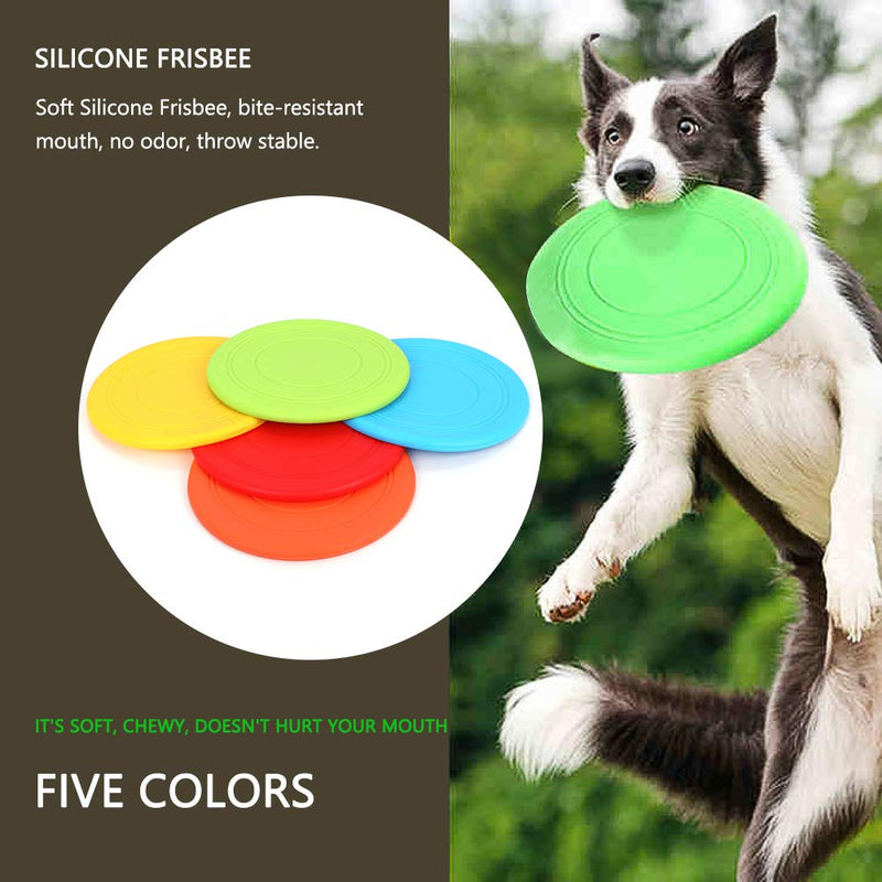 mihealpet 5 Pack Soft Dog Frisbee Flying Disc Toys for Small to Medium Dogs Outdoor Sport, Floating Saucer for Chihuahua Bulldog - PawsPlanet Australia