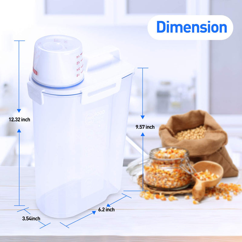 [Australia] - Kytely Airtight Pet Food Storage Container, Small Dog Food Container with Measuring Cup, Cat Food Container with Pour Spout, 4 Seal Buckles Food Dispenser for Regular Food, Dogs, Cats, Birds 