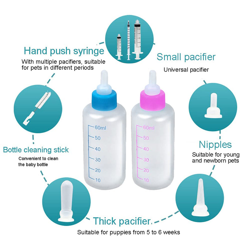 22 Pack Newborn Pet Feeder,Puppy,Cat,Kitten Feeding Bottle Kit with Syringe-s,Feeding Nursing Bottle Nipple for Small Mammals Neonates Week Old Newborn Animal - PawsPlanet Australia