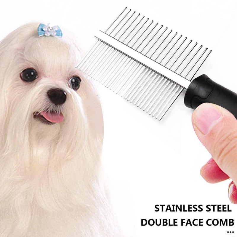 kuou Pet Grooming Comb,Double Sided Grooming Comb Dog and Cat 2 in 1 Hair Comb for Large Medium and Small Pets - Medium and Long Hair - PawsPlanet Australia