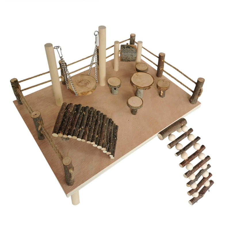 CHSEEO Hamster Wooden Ladder Toy, Hamster Stairs Bridge Hamster Ladder Natural Wood Jumping Platform with Screw Climbing Toy for Hamsters Guinea Pigs Chinchilla Rabbits Parrots Bunny #7 - PawsPlanet Australia