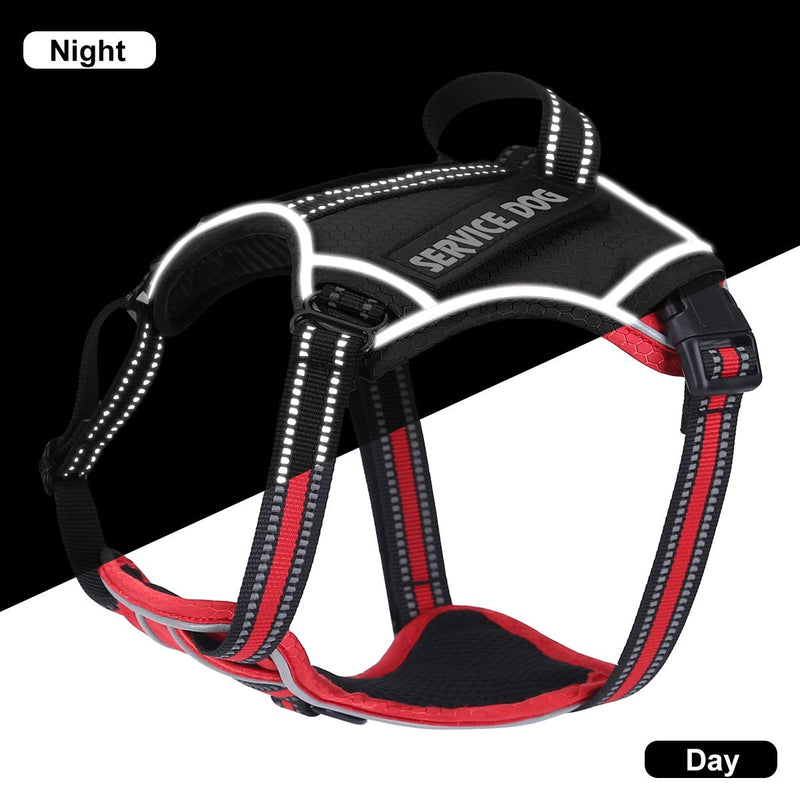 Service Dog Harness with 4pcs Free Labels, Adjustable No Pull Dog Vest with Nylon Handle - Upgrade Fabric 3M Reflective & Breatheable Easy On and Off Safety Pet Halters - No More Pulling or Choking XS(Neck:8 3/4" - 14 1/4"|Chest:14 1/4" - 19 3/4") Black - PawsPlanet Australia