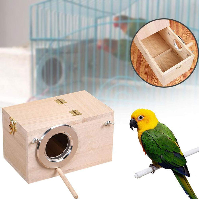 [Australia] - Keersi Wood Breeding Nest Bed Hatching House with Perch Toy for Bird Parrot Parakeet Cockatiel Conure Lovebirds Budgie Finch Canary African Greys Amazon Cockatoo Cage Mating Nesting Box Medium 