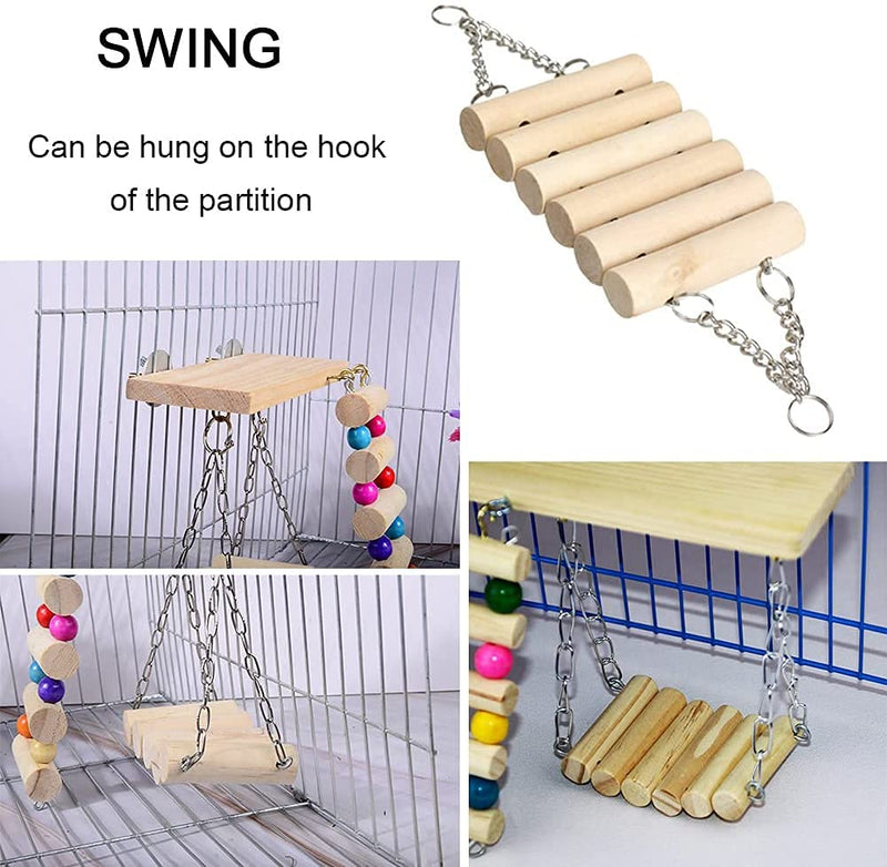 Fun Boredom Breaker, Interesting Hanging Natural Wooden Hamster Swing Ladder Platform Exercise Toys,Small Animal Activity Climb Play Toy Parror,Gerbil,Squirrel,Rat,Hamster, Chinchilla - PawsPlanet Australia