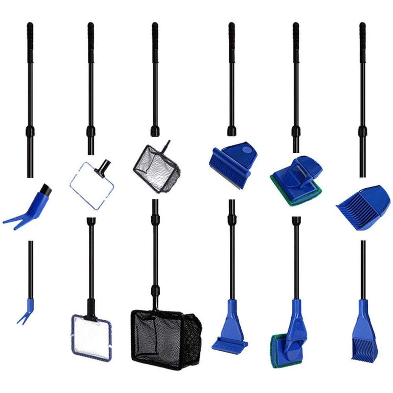 [Australia] - ACEONE Fish Tank Cleaning Tools, 6 in 1 Aquarium Clean Kit for Fish Tank with Adjustable Long Telescopic Handle 