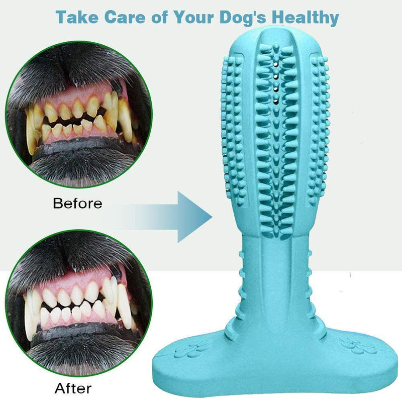 BundleMall Dogs Dental Care Brushing Stick,Dog Dental Effective Teeth Cleaning Stick, Pets Dog Toothbrush Chew Toy,Rubber Bite Resistan Toys for Large Medium Dogs (sky blue) Sky Blue - PawsPlanet Australia