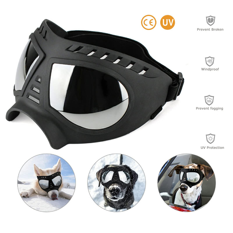 Dog Goggles Medium or Large Dog Sunglasses Anti-UV Waterproof Windproof Snowproof Eye Protection Dog Skiing Eyewear for Long Snout Dogs Black - PawsPlanet Australia