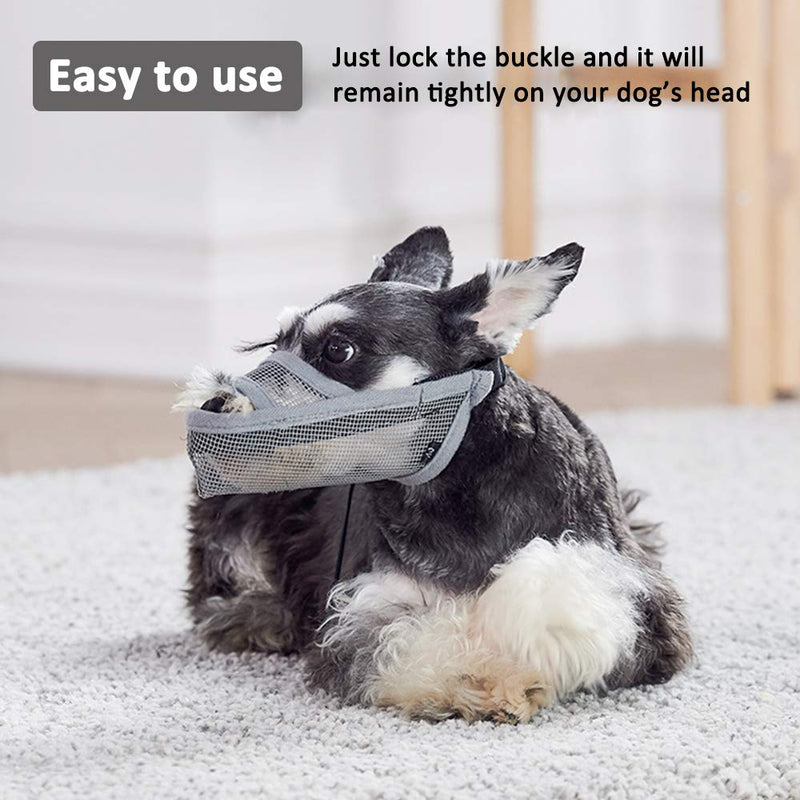 [Australia] - Crazy Felix Nylon Dog Muzzle for Small Medium Large Dogs, Air Mesh Breathable and Drinkable Pet Muzzle for Anti-Biting Anti-Barking Licking Grey 