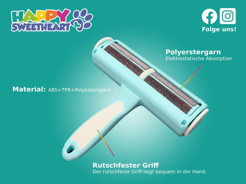 HAPPY SWEETHEART Animal Hair Remover - Premium Lint Roller Dog and Cat Hair Remover - Reusable Brush - Lint Brush Animal Hair with Collection Container - PawsPlanet Australia