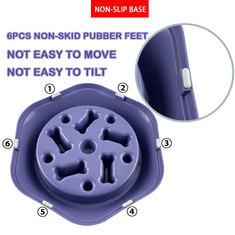 Slow Feeder Dog Bowls Food Stop Bloat Anti Gulping Healthy Eating Interactive Non Slip Dog Slow Feeder Pet Bowl Slow Eating for Small Medium Size Dogs (Bone-Lavender) 1.LAVENDER - PawsPlanet Australia