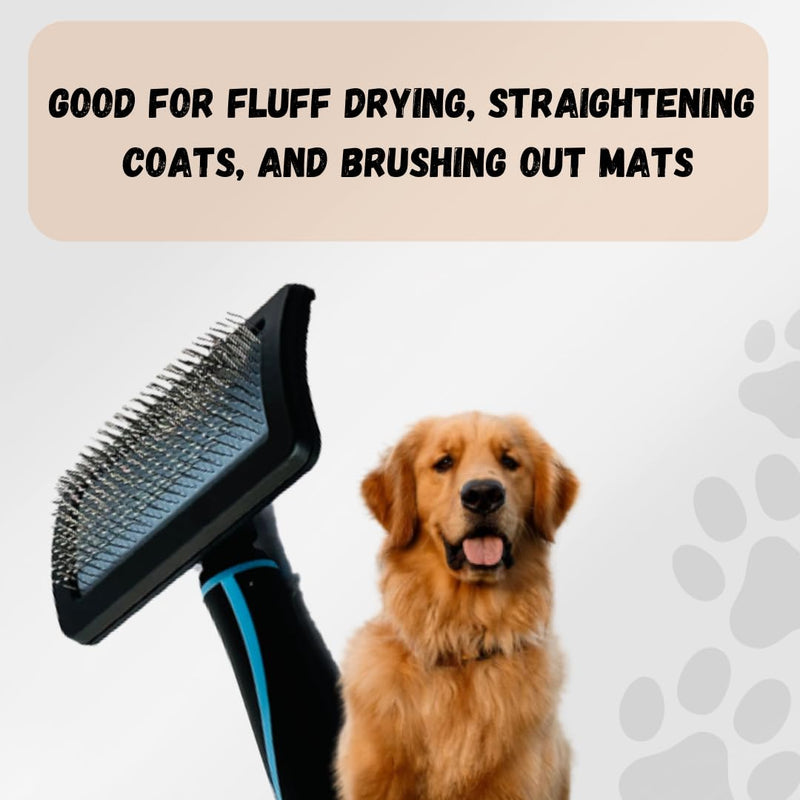 Extra Long Pin Slicker Brush for Dogs - Professional Grade, Gentle and Effective Grooming, Removes Loose Fur and Tangles, Removes Undercoat, Angled Pins for Dematting, Ergonomic Handle(Medium) Medium - PawsPlanet Australia