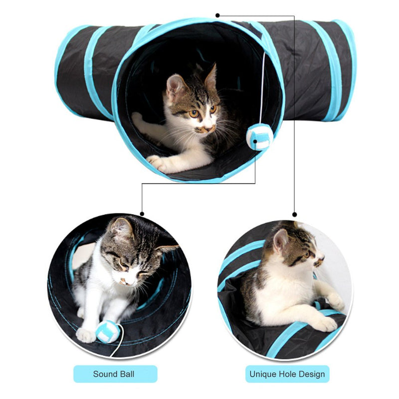 Orchidtent Cat Tunnel Toy, 3 Way Collapsible Crinkle Cat Tunnels/Fun Run Play Tubes with Ringing Ball for Pets Kittens Rabbits - PawsPlanet Australia