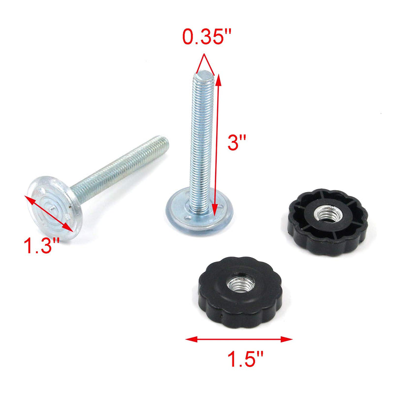 [Australia] - Geesatis 4 pcs Threaded Spindle Rod Pressure Gates Accessory Screw for Pets Gate/Stair Railing, Mounting Accessories Screws Rods Adapter Bolts, Black, 3 inch 