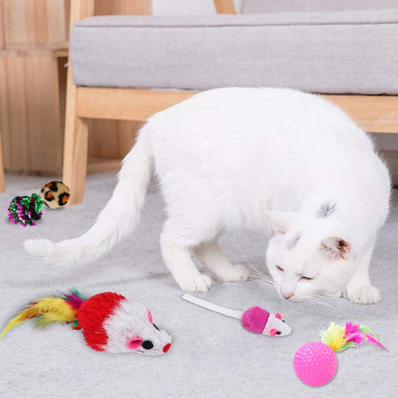 21PCS Cat Toys Set, Kitten Mouse Toys Cat Tunnel Wood Sticks Feather Wand Catnip Balls Interactive Kitten Toys for Cat, Puppy, Kitty - PawsPlanet Australia