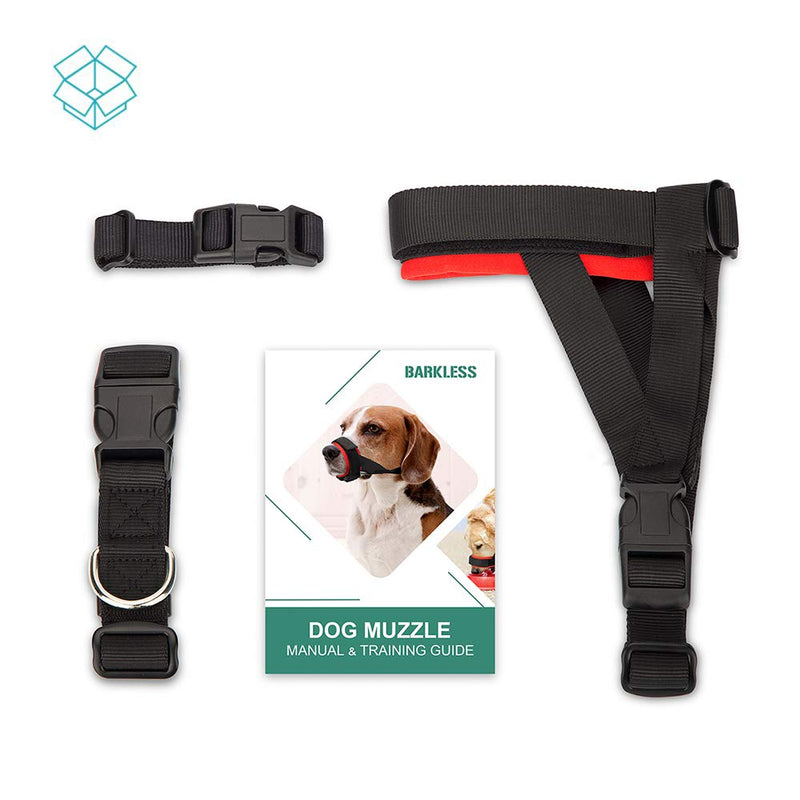 [Australia] - Dog Muzzle for Small Medium Large Dogs Stop Barking Biting and Chewing Breathable Adjustable Soft Pad Red 