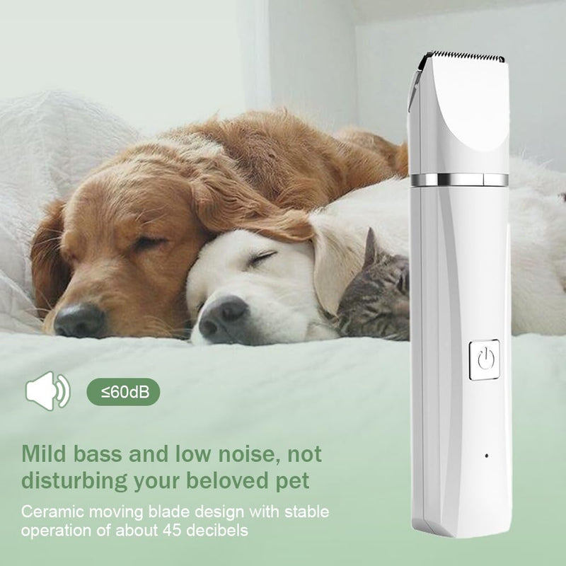 4 in 1 quiet dog clipper, rechargeable dog cat hair clipper with 4 size trimmer head, electric dog trimmer for paws, eyes, ears, face, body - PawsPlanet Australia