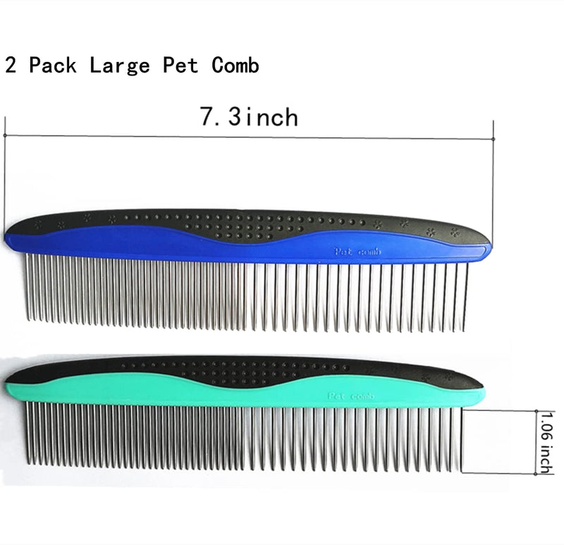 Dog Combs for Grooming,FULLINY 2 Pack Professional Dog Combs,Cat Combs,Pet Combs,Keep Your Pet Clean and Healthy - PawsPlanet Australia
