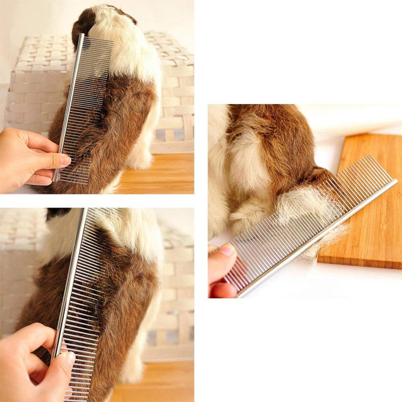 ZIMINGU Stainless Steel Pet Grooming Comb, Shedding Comb Tool Poodle Finishing Butter Comb Professional Cat and Dog Grooming Comb - PawsPlanet Australia