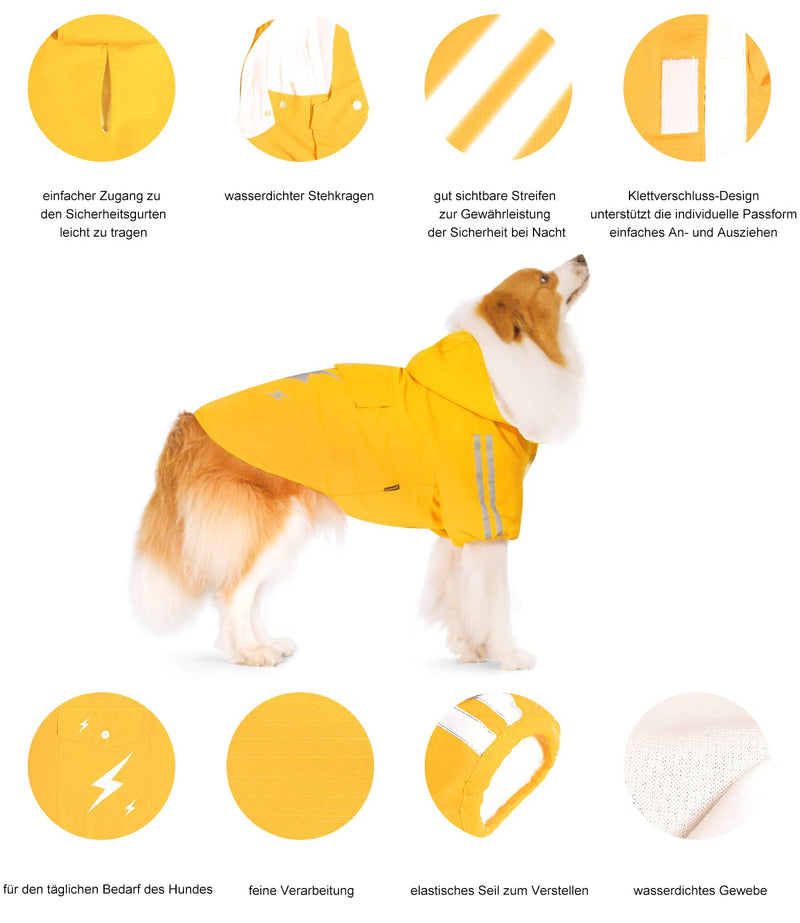 Kickred Dog Rain Jacket, Waterproof Dog Rain Jacket with Hood, Adjustable and Lightweight with Reflective Strips, Dog Raincoats for Small, Medium and Large Dogs (Yellow, M) Yellow - PawsPlanet Australia