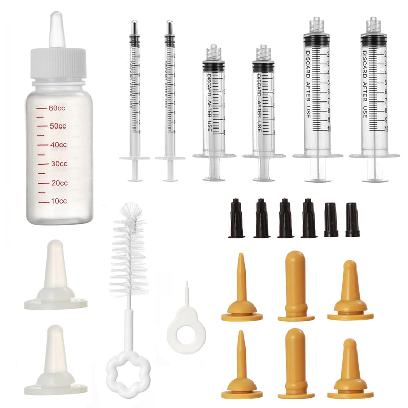 Vibury Mini and Nipples with Syringes Pack of 23 Pet Feeding Silicone Nipples with Bottle and Syringes for Puppy Dog Cat or Other Pets - PawsPlanet Australia