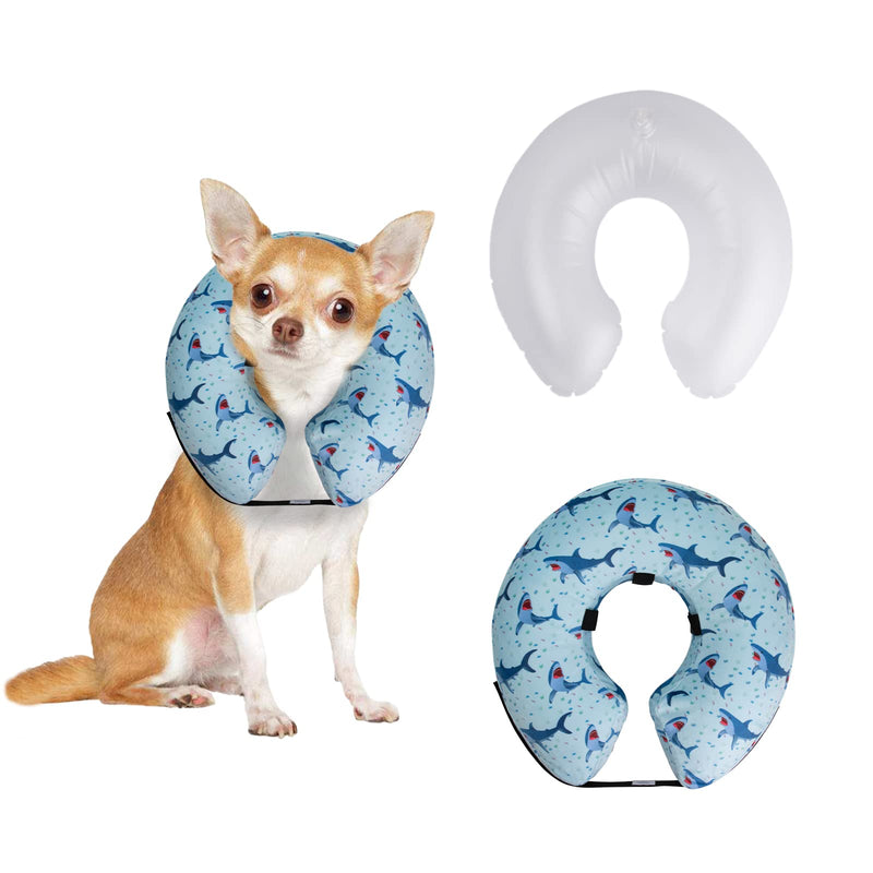 CuteBone Protective Inflatable Collar for Dogs and Cats - Soft Pet Recovery Collar Does Not Block Vision E-Collar GWB05M-DE Shark Medium: 25-32cm - PawsPlanet Australia