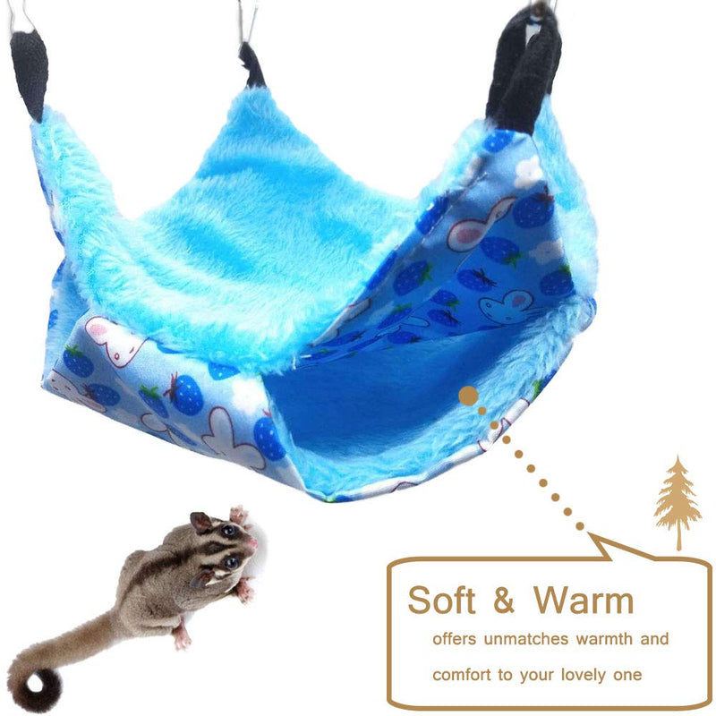 Oncpcare Pet Cage Hammock, Sugar Glider Hammock Ferret Bunk Bed Guinea Pig Cage Accessories Hamster Bedding Cozy Small Pet Bed for Chinchilla Parrot Squirrel Rat Playing Sleeping S Blue - PawsPlanet Australia