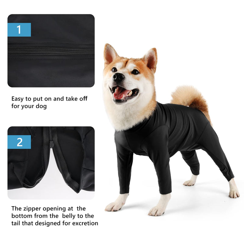 Due Felice Dog Recovery Onesie Anti Shedding Suit Full Coverage Pet Surgical Bodysuit After Surgery Wear Cone E Collar Alternative Anxiety Calming Shirt for Female Male Dog (X-Small, Black) X-Small - PawsPlanet Australia