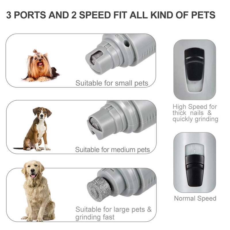 [Australia] - I-pure items Dog Nail Grinder, Electric Dog Nail Trimmer Clipper, 2 Speed Pet Nail Grinder for Dogs Grooming Kit, Rechargeable Painless Cat Paws File Grooming & Smoothing for Small Medium Large Dogs Grey 