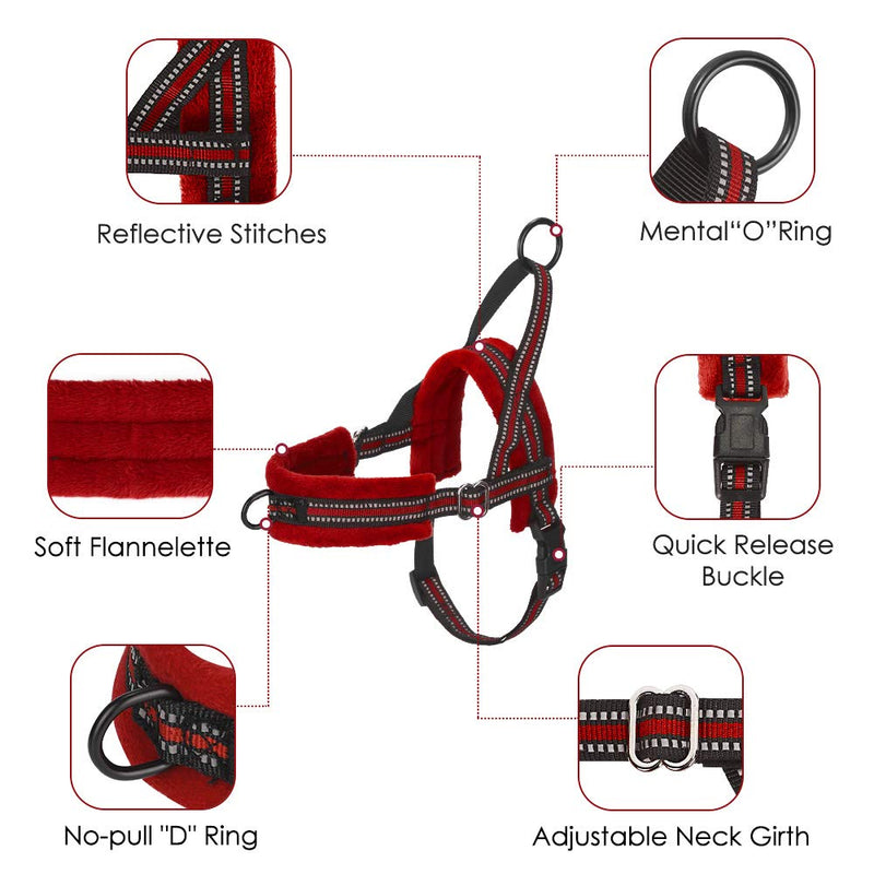 [Australia] - Slowton No Pull Small Dog Harness and Leash, Front Lead Walk Vest Harness Soft Padded Reflective Adjustable Puppy Harness Anti-Twist 4FT Pet Lead Quick Fit for Small Dog Cat Animal XX-Small Red 