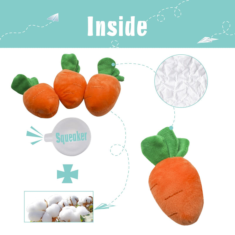 Lepawit Dog Plush Toy Carrot Dog Toy Interactive Squeaky Crinkle Hide and Seek Plush Dogs Toys Hide Treats Puzzle Toys for Small Medium Dogs with 4 Carrots - PawsPlanet Australia