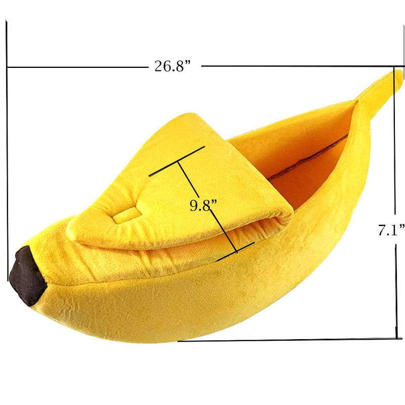 [Australia] - WORDERFUL Stylish Pet Dog Cat Banana Bed House Pet Boat Dog Cute Cat Snuggle Bed Soft Yellow cat Bed Sleep Nest for Cats Kittens L 