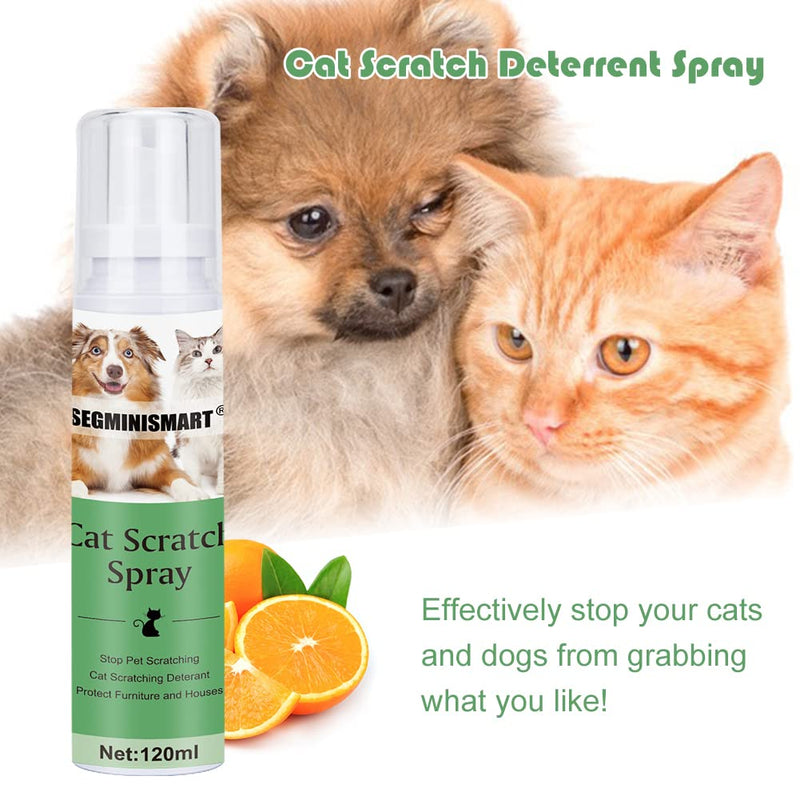 SEGMINISMART Cat Scratching Training Spray,Cat Scratch Deterrent Spray,Stop Spray for Cat and Dog,Anti-Scratch Spray,Anti Cat Scratching Deterrent,Suitable for Pet Puppies Dogs Kittens Cats 120ml 120 ml (Pack of 1) - PawsPlanet Australia