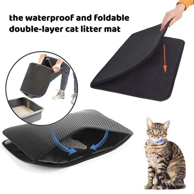 Anonry Cat Litter Mat Waterproof Foldable Cat Litter Trapper Mat, Honeycomb Double Layer Trapping Litter mat, Urine Proof Easy Cleaning Kitty Litter Mat for Cat Litter Box 15.7in(40cm) X21.6in(55cm) - PawsPlanet Australia