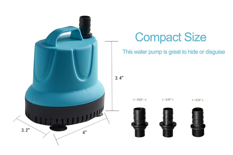 [Australia] - Tstkcom Submersible Water Pump,Ultra Quiet Fountain Circulation Water Pump with Handle for Pond, Aquarium, Fish Tank Fountain, Powerful Water Pump with 4.6ft (1.4M/1.9M) Power Cord. 160 